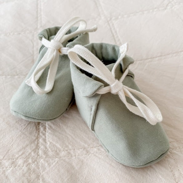 Sage Jersey Baby Booties