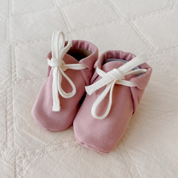 Dusty Mauve Jersey Baby Booties