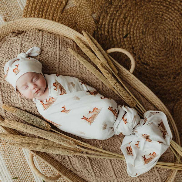 Fawn Jersey Swaddle Stretch Wrap & Beanie