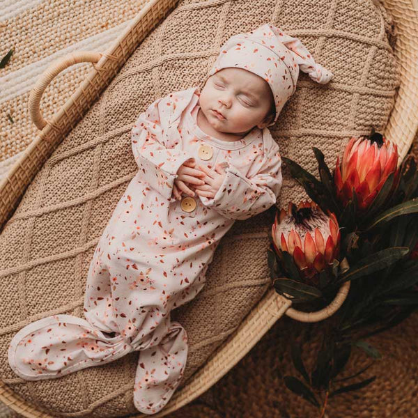 Peachy Pink Gingham Newborn Knotted Gown