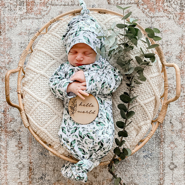 Golden Leaves Newborn Knotted Gown