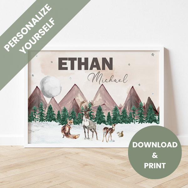 Forest Bound Custom Name Personalized Printable Wall Art