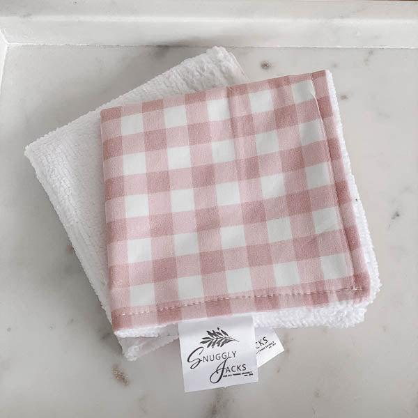 Peachy Pink Gingham Baby Bath Wash Cloth