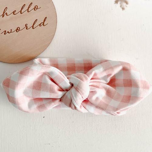 Peachy Pink Gingham Top Knot