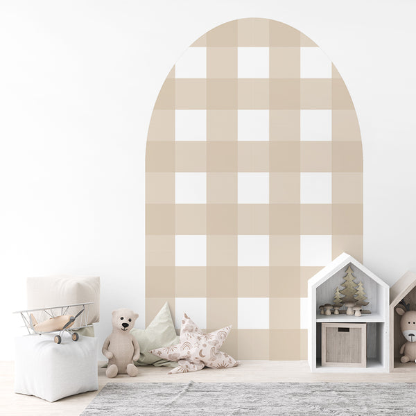 Sand Gingham Arch Wall Art Decal / Removable Wall Sticker