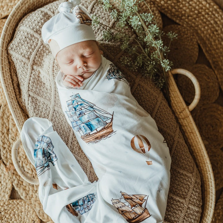 Dreamers Jersey Swaddle Wrap & Top Knot