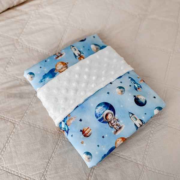 Space Rockets Minky Pram Blanket