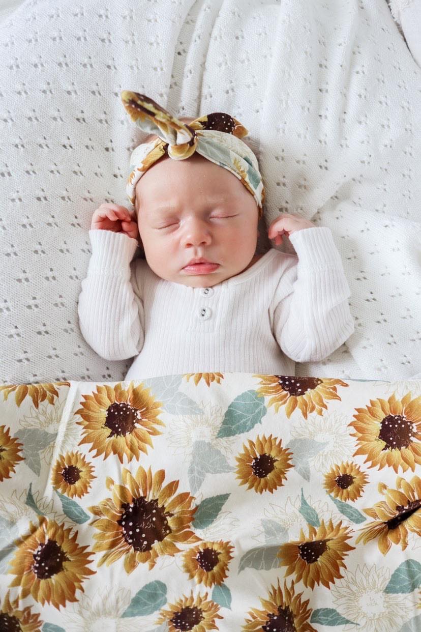Tournesols Jersey Swaddle Wrap & Top Knot