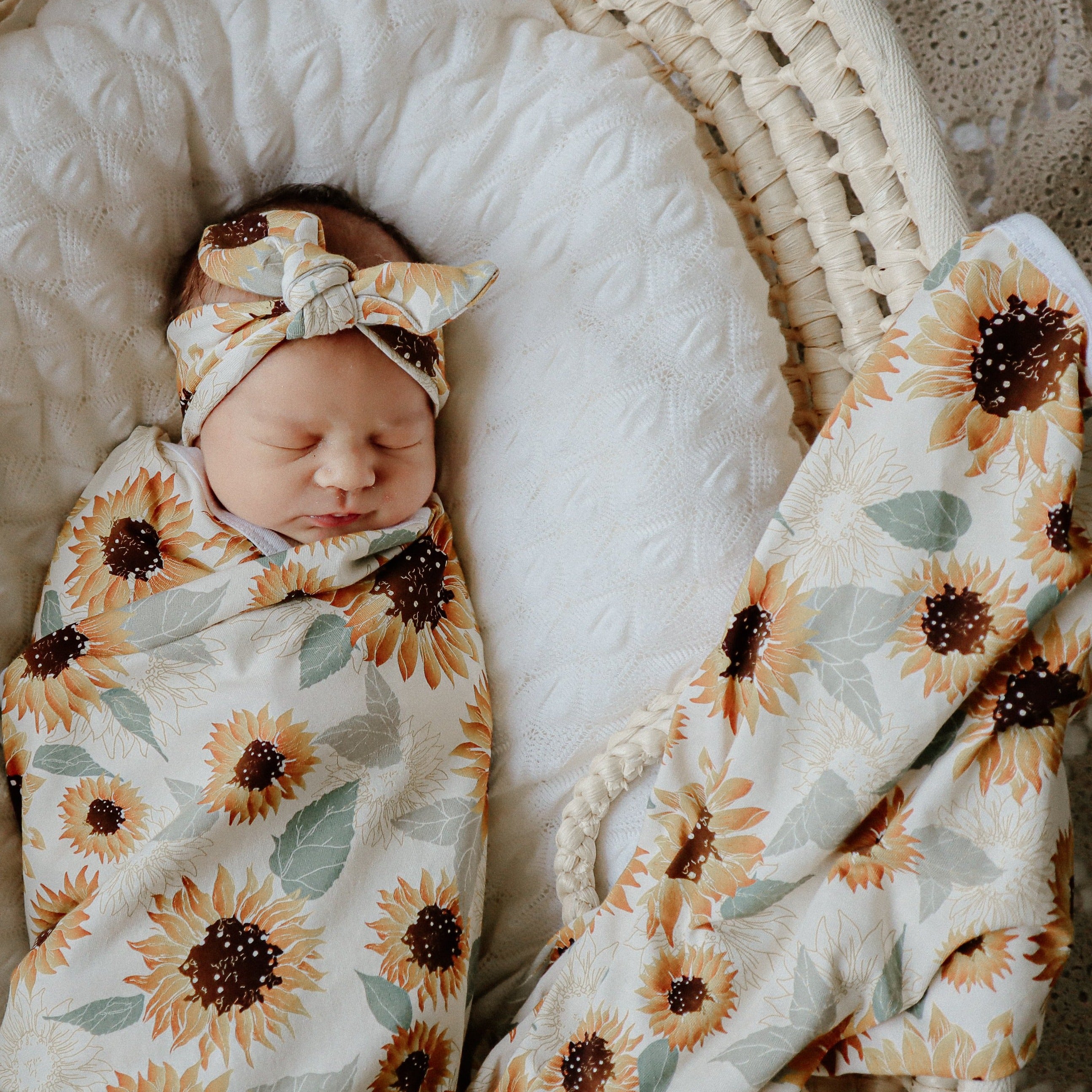 Tournesols Jersey Swaddle Wrap & Top Knot