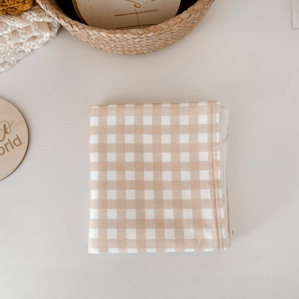 Sand Gingham Burp Cloth