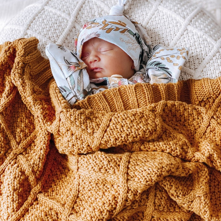 Honey Organic Knitted Blanket