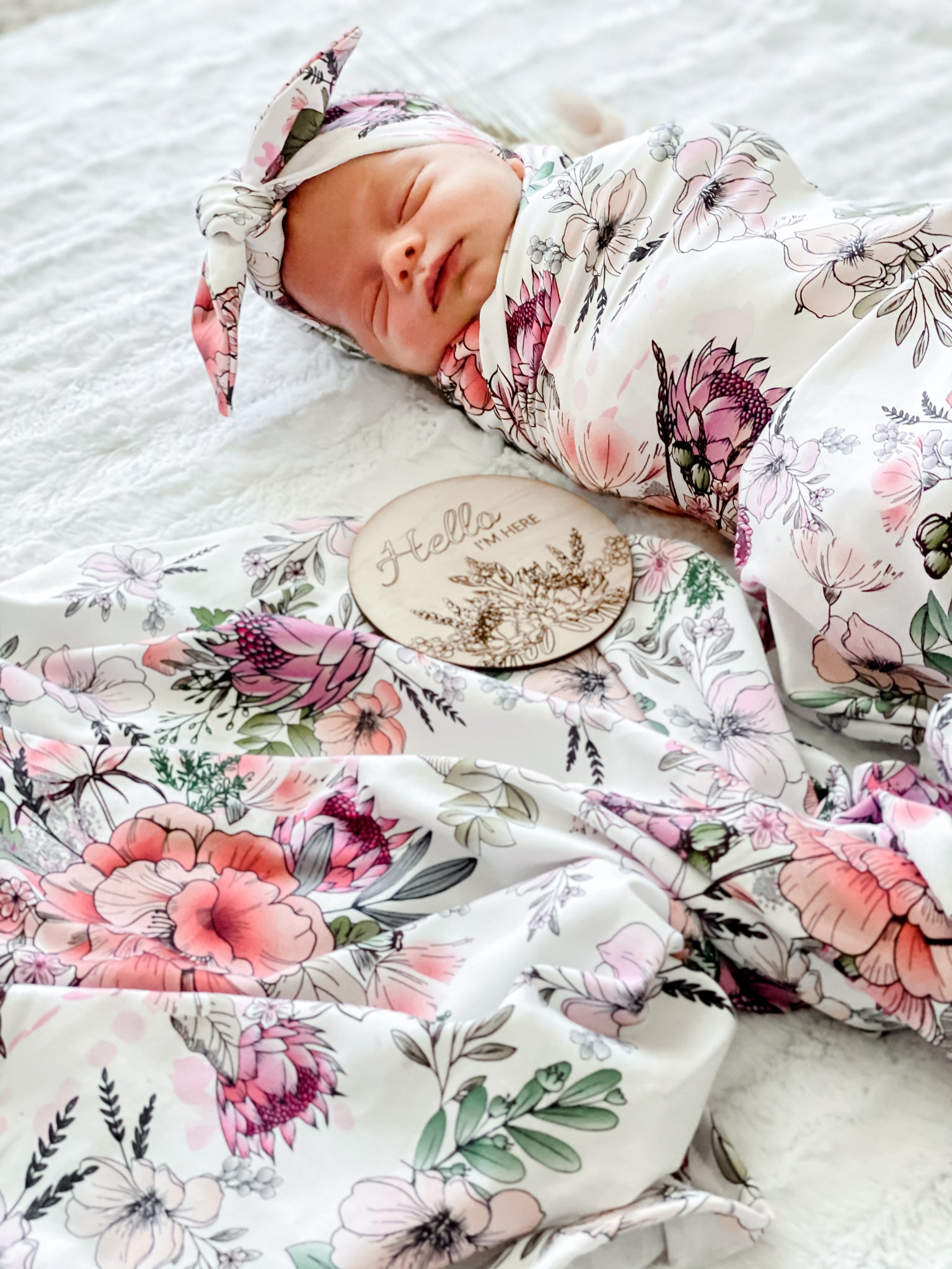Matilda Jersey Swaddle Wrap & Top Knot