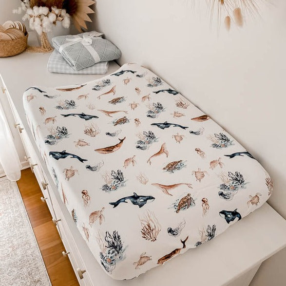 Ocean Bassinet Sheet / Change Mat Cover