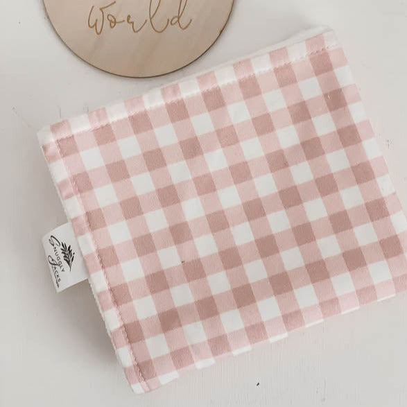 Peachy Pink Gingham Burp Cloth