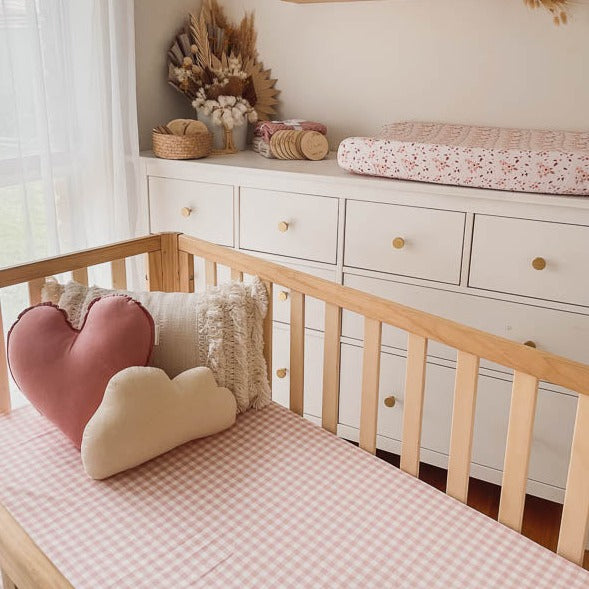 PRE ORDER **** Peachy Pink Gingham Fitted Crib Sheet