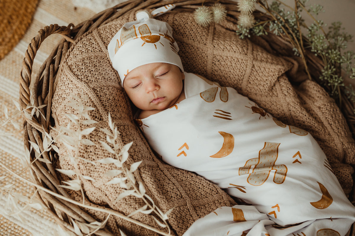 Cute Baby Wrapped in Arizona Jersey Swaddle: Matching Arizona Beanie Included