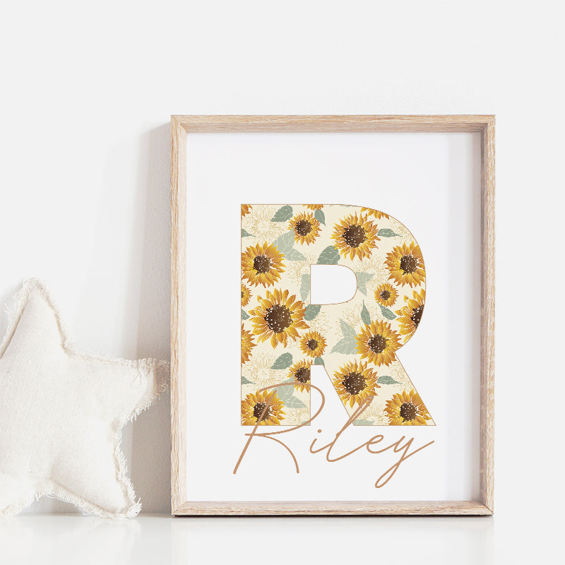 Sunflowers Custom Name Personalized Printable Wall Art