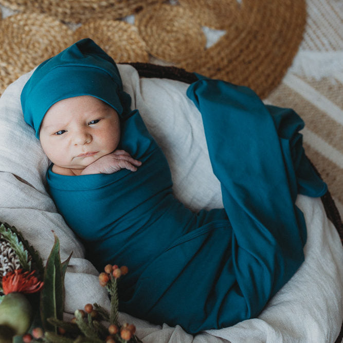 Harbour Blue Stretch Wrap & Beanie Set